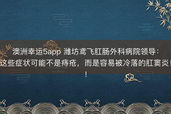 澳洲幸运5app 潍坊鸢飞肛肠外科病院领导:这些症状可能不是痔疮,而是容易被冷落的肛窦炎!