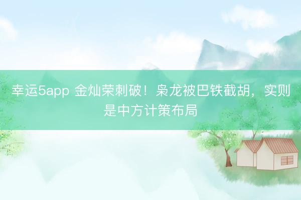 幸运5app 金灿荣刺破！枭龙被巴铁截胡，实则是中方计策布局