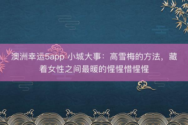 澳洲幸运5app 小城大事：高雪梅的方法，藏着女性之间最暖的惺惺惜惺惺
