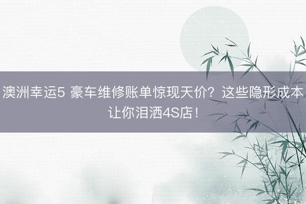 澳洲幸运5 豪车维修账单惊现天价？这些隐形成本让你泪洒4S店！