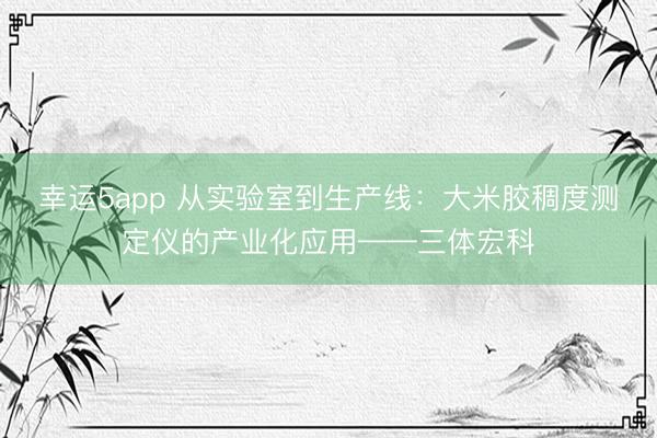 幸运5app 从实验室到生产线：大米胶稠度测定仪的产业化应用——三体宏科