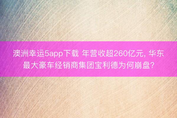澳洲幸运5app下载 年营收超260亿元， 华东最大豪车经销商集团宝利德为何崩盘?