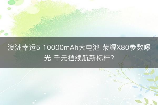 澳洲幸运5 10000mAh大电池 荣耀X80参数曝光 千元档续航新标杆?