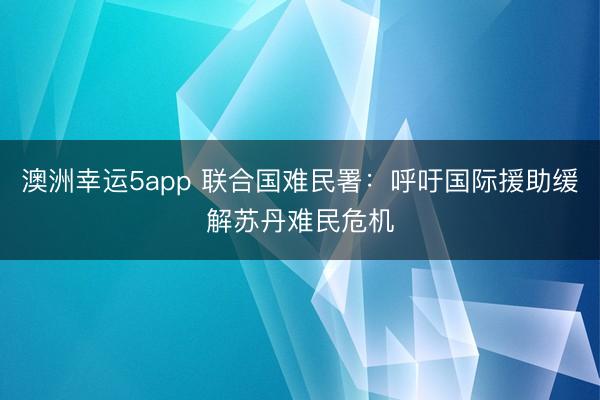 澳洲幸运5app 联合国难民署：呼吁国际援助缓解苏丹难民危机