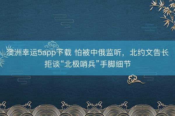 澳洲幸运5app下载 怕被中俄监听，北约文告长拒谈“北极哨兵”手脚细节