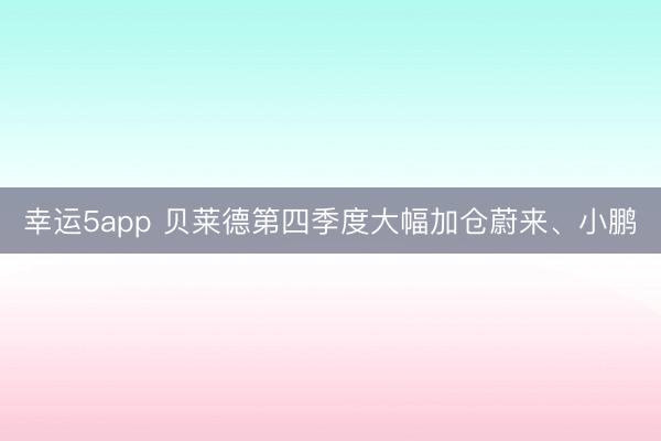 幸运5app 贝莱德第四季度大幅加仓蔚来、小鹏