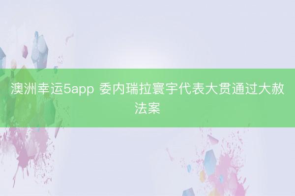 澳洲幸运5app 委内瑞拉寰宇代表大贯通过大赦法案