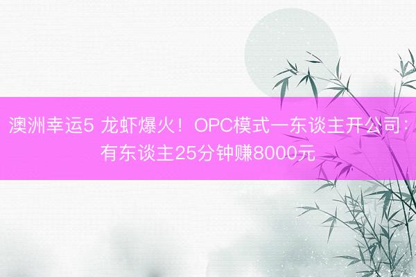 澳洲幸运5 龙虾爆火！OPC模式一东谈主开公司：有东谈主25分钟赚8000元