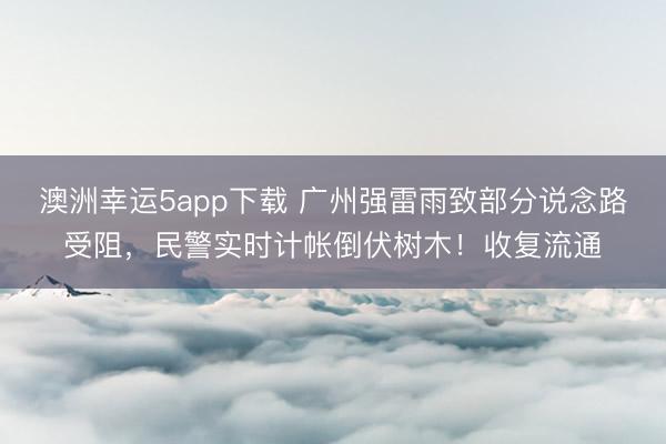 澳洲幸运5app下载 广州强雷雨致部分说念路受阻，民警实时计帐倒伏树木！收复流通