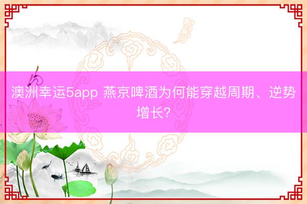 澳洲幸运5app 燕京啤酒为何能穿越周期、逆势增长？