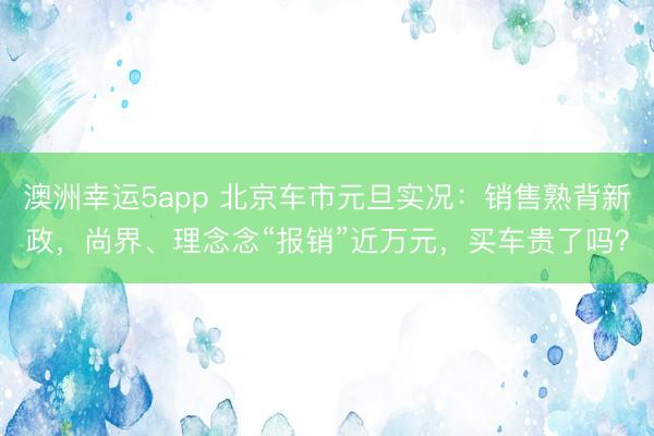 澳洲幸运5app 北京车市元旦实况:销售熟背新政,尚界、理念念“报销”近万元,买车贵了吗?