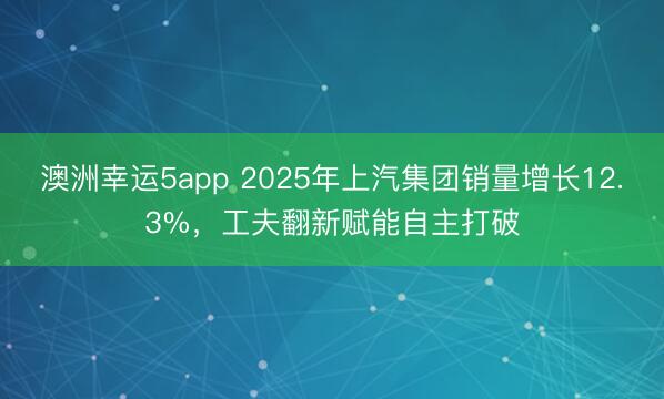 澳洲幸运5app 2025年上汽集团销量增长12.3%，工夫翻新赋能自主打破
