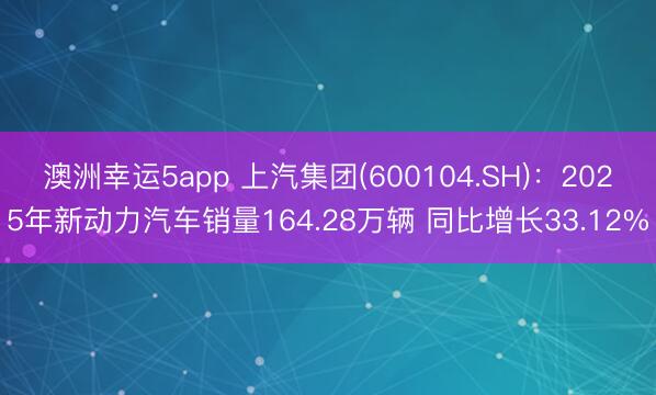 澳洲幸运5app 上汽集团(600104.SH):2025年新动力汽车销量164.28万辆 同比增长33.12%