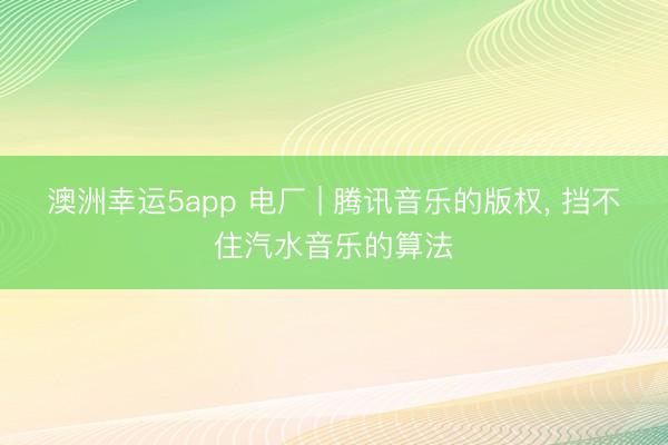 澳洲幸运5app 电厂 | 腾讯音乐的版权， 挡不住汽水音乐的算法