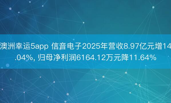 澳洲幸运5app 信音电子2025年营收8.97亿元增14.04%, 归母净利润6164.12万元降11.64%