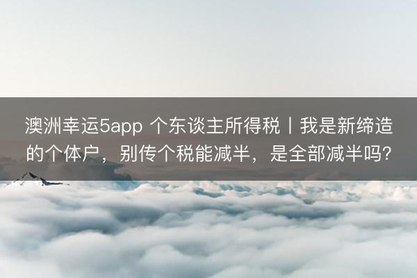 澳洲幸运5app 个东谈主所得税丨我是新缔造的个体户，别传个税能减半，是全部减半吗？