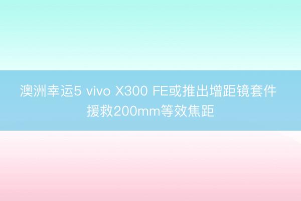 澳洲幸运5 vivo X300 FE或推出增距镜套件 援救200mm等效焦距