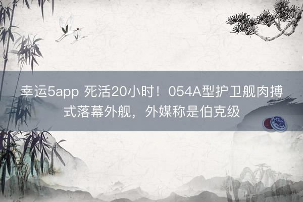 幸运5app 死活20小时！054A型护卫舰肉搏式落幕外舰，外媒称是伯克级