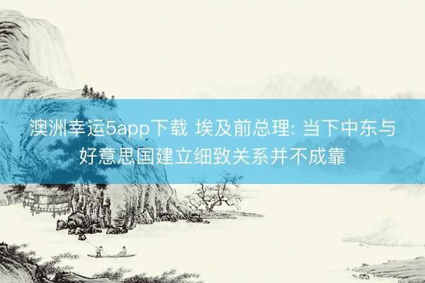 澳洲幸运5app下载 埃及前总理: 当下中东与好意思国建立细致关系并不成靠
