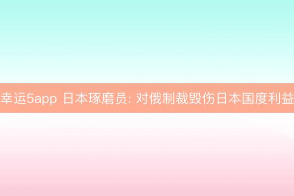 幸运5app 日本琢磨员: 对俄制裁毁伤日本国度利益